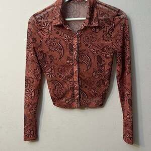 SHEIN Women's Brown and Pink Shirt